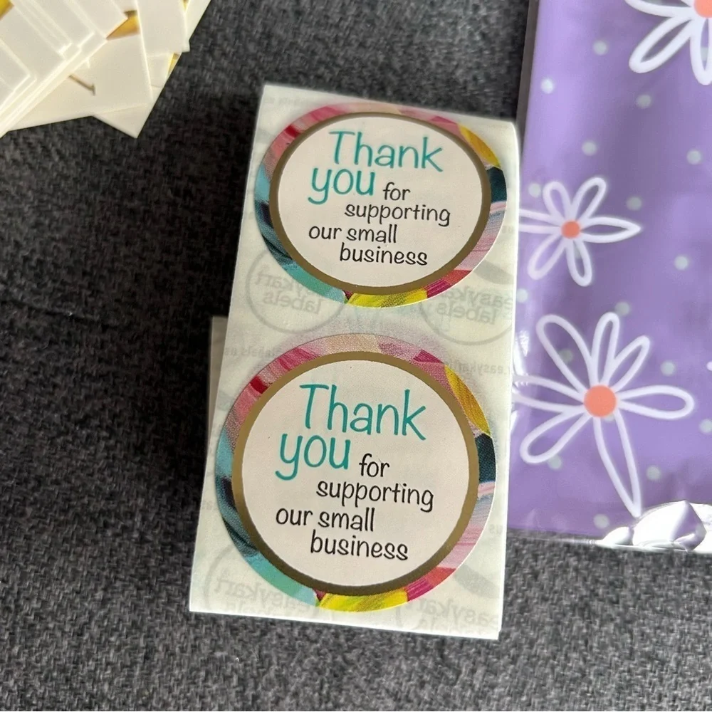 25 THANK YOU Business Cards + 25 Stickers, Starter Set, Watercolor, ORANGE
